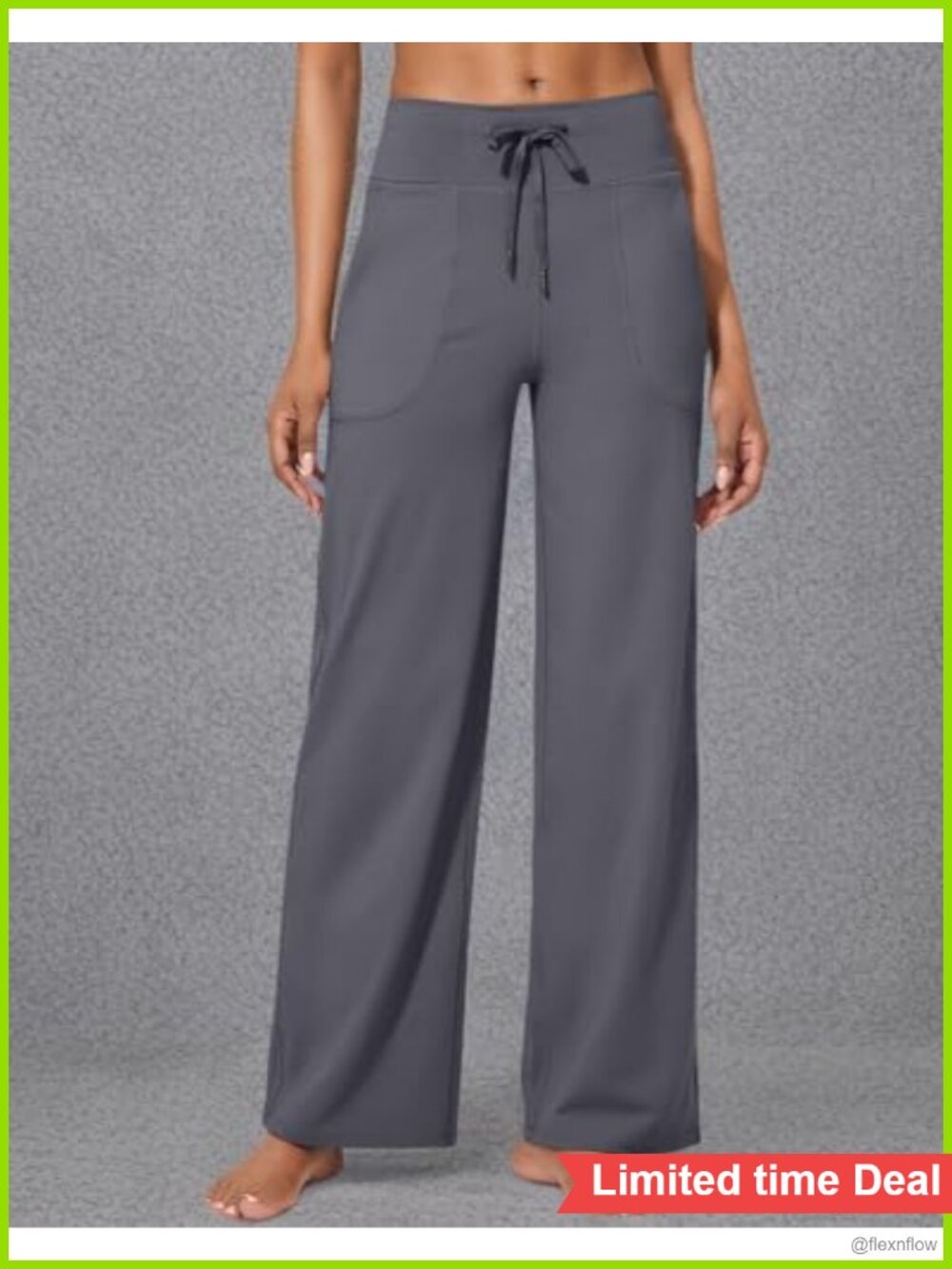 Wide Leg Yoga Sweatpants High Rise Drawstring Pockets - Picture 6 of 6